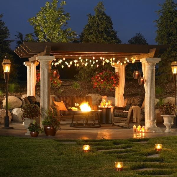 pergola patio moderni puutarhan suunnitteluideoita valaistus