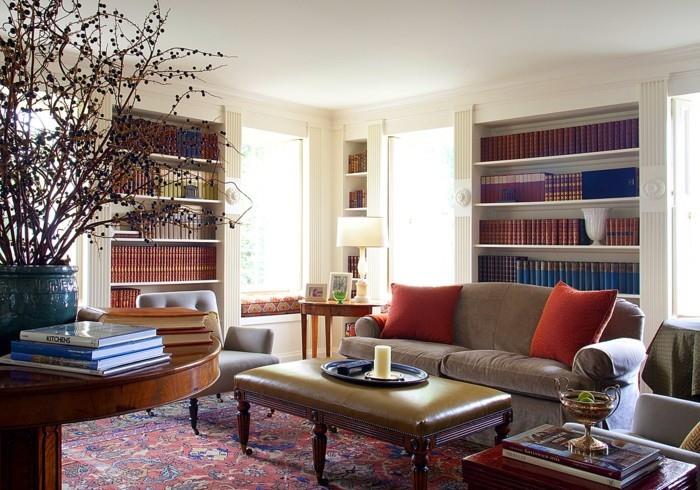 persialaiset matot tekevät olohuoneesta kodikkaan pienen kirjaston