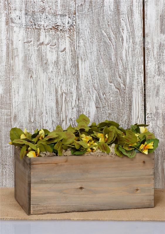 puinen kasvilaatikko tyylikäs kasvien koristelu