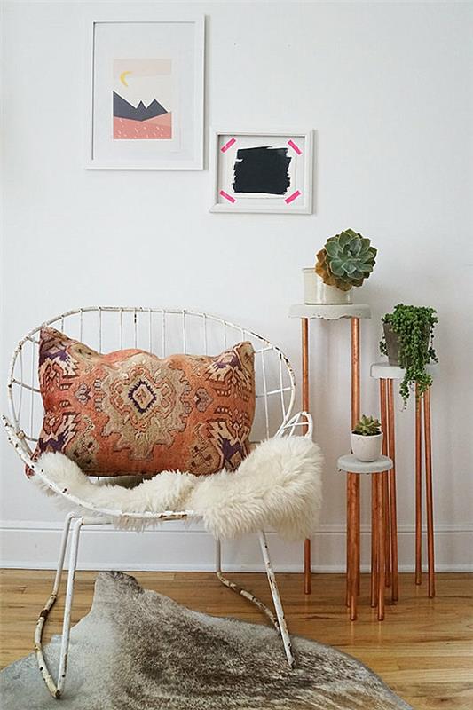 helppohoitoiset kauniit huonekasvit vintage-tyynynojatuoli