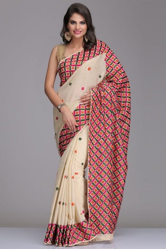 Phulkari Embroidery Saree