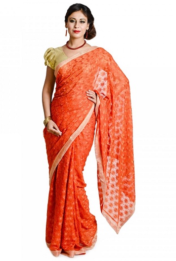 Phulkari Chiffon Saree