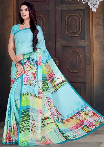 Phulkari nyomtatott Saree