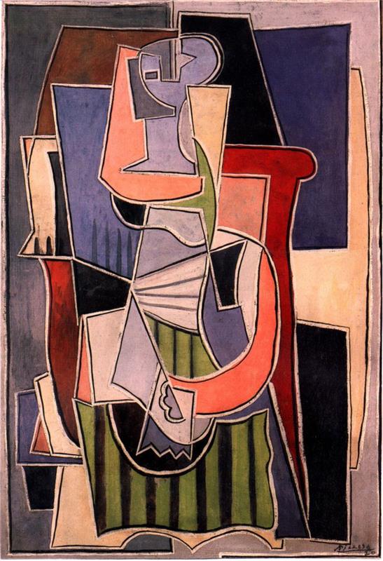 picasso -kubismissa on nainen, joka istuu nojatuolissa 1920