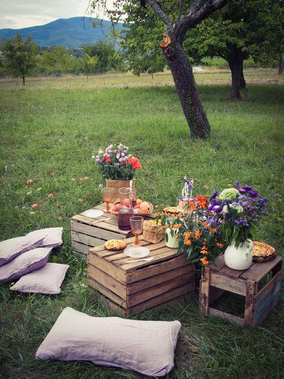 piknik -ideoita metsässä diy -alustoilla