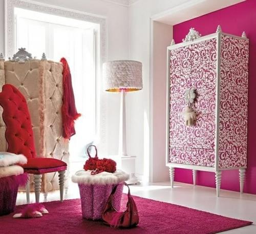 vaaleanpunainen väri designhuone nuorisohuone vaatekaappi itämainen tyyli