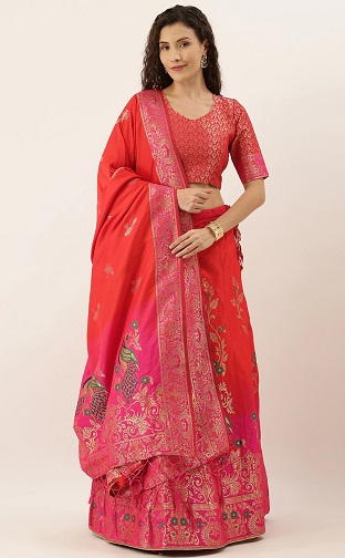 Piros és rózsaszín Lehenga