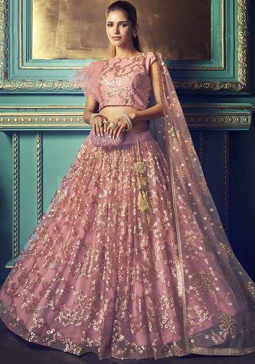 Pink Net Lehenga