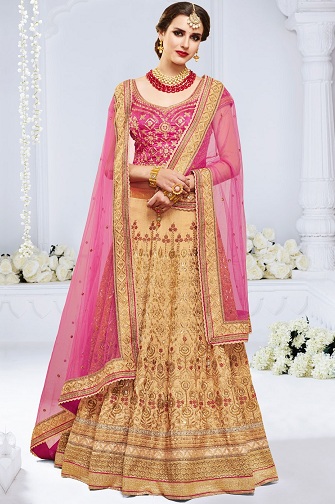 Rózsaszín és arany Lehenga
