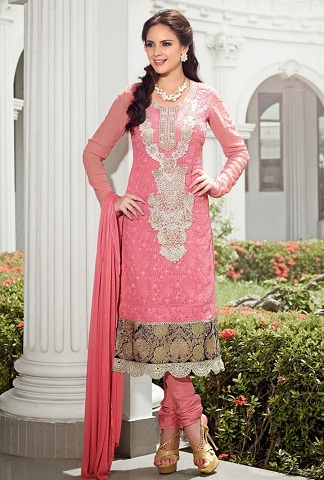 Pink Churidar Salwar -jakkesæt