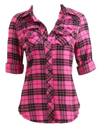 Kvinde Plaid Pink skjorte