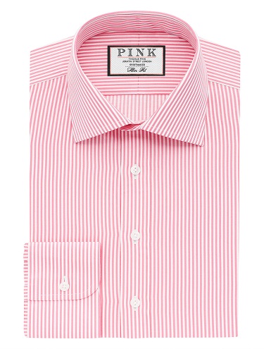 Rózsaszín és fehér csíkos ing férfi számára