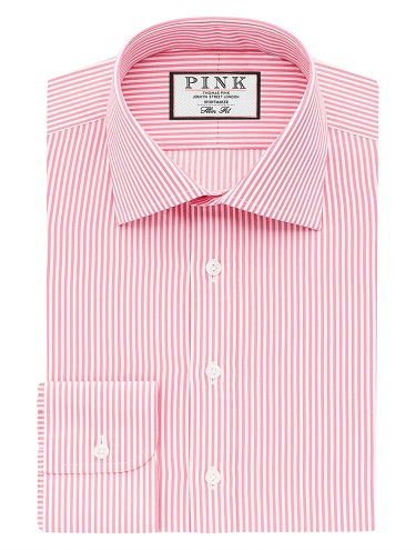Pink and White Stripe Shirt for Man
