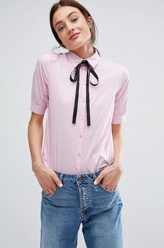 Kontrasztgalléros rózsaszín női ingek