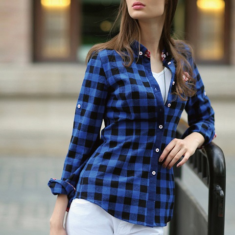 Skinny indre plaid skjorte