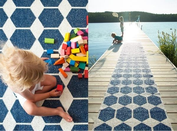 matto muovi skandinaavinen design -suunnittelija matot brita ruotsi kuvio sininen