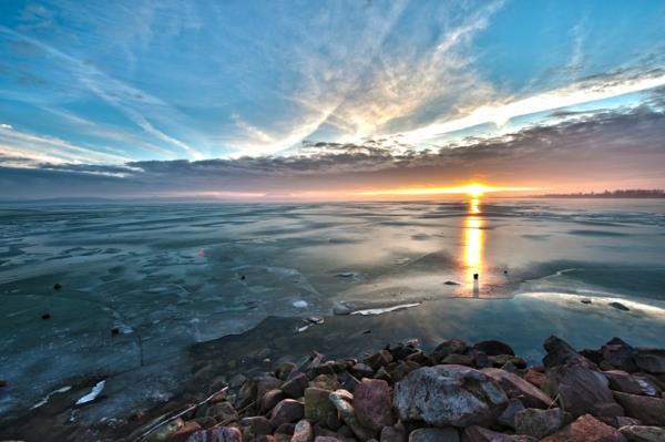 balaton -järvi talvimaisema panoraama