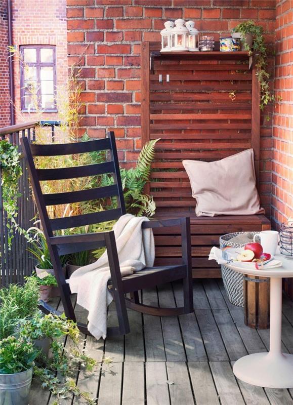 tilaa säästävät huonekalut pieni parveke suunnittelu puutarha penkki säilytystilaa