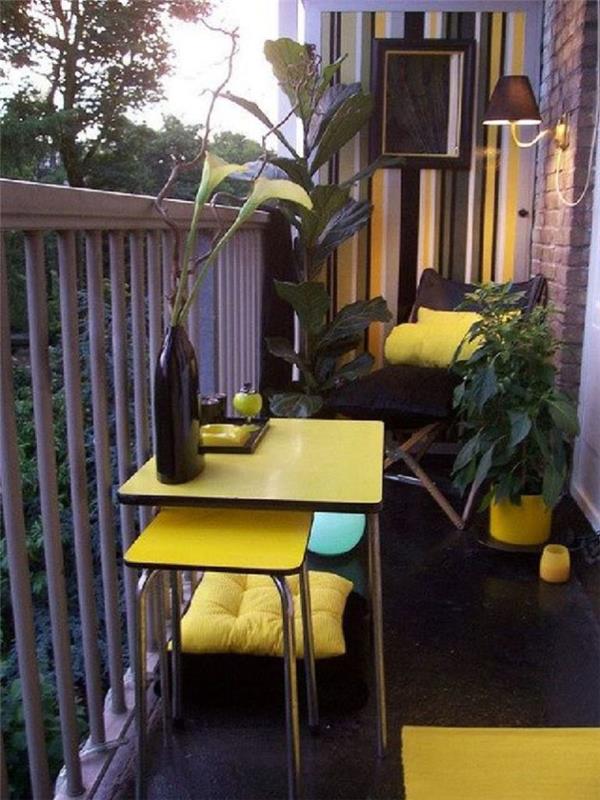 tilaa säästävät huonekalut pieni parveke design keltainen pöytä