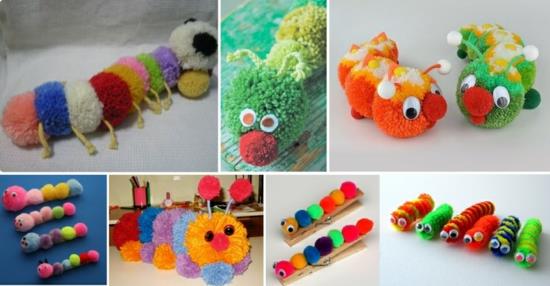 pompoms toukka tinker lasten ideoita