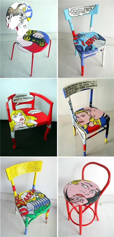 pop -taiteessa on sisustussuunnittelijan tuoleja