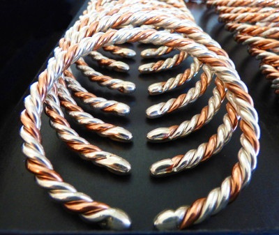 Twisted sølv og kobber metaller armbånd