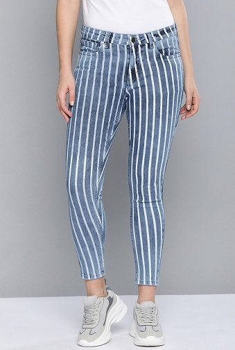 Mid-Rise stribede jeans