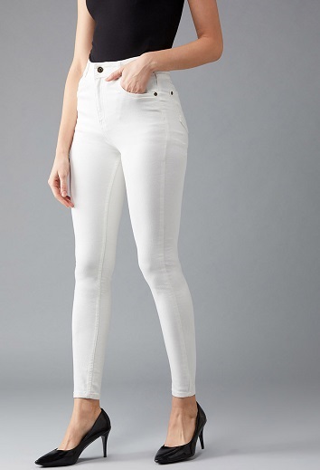 Hvide skinny jeans med høj talje