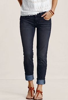 Trendy jeans med manchetter