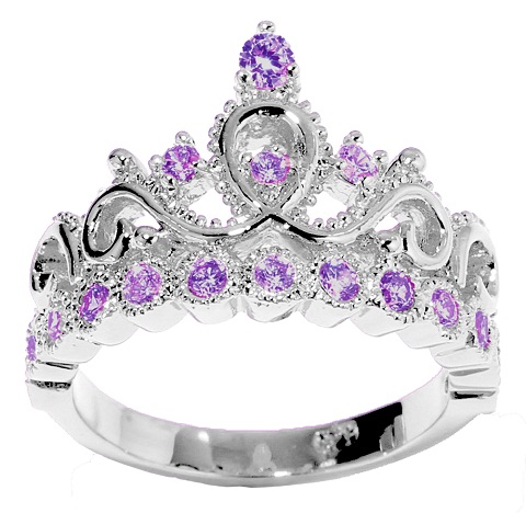 Hercegnő korona februári születéskő gyűrű
