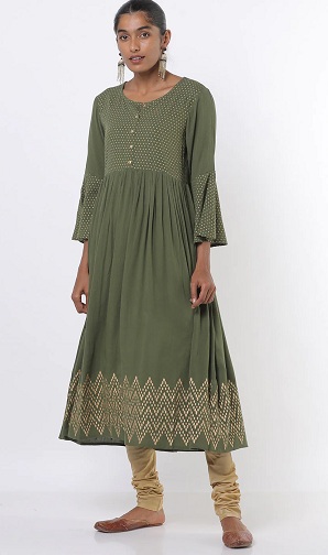Polka Dot Trykt Flared Kurti