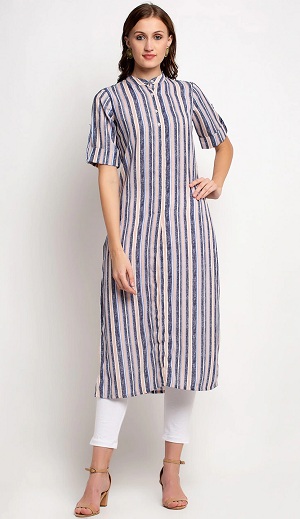 Striped Print Linned Kurti