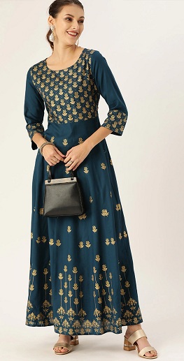 Long Printed A Line Kurti