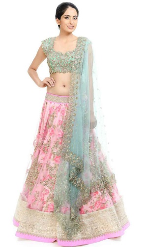 Trykt Net Lehenga