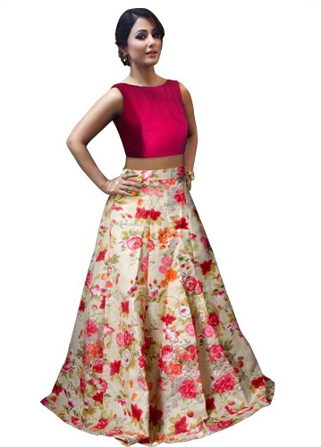 Blomsterprint Lehenga