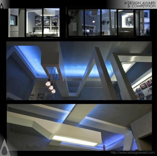 projekt studio nl valaistus sininen katto Alkuperäinen työpöytä