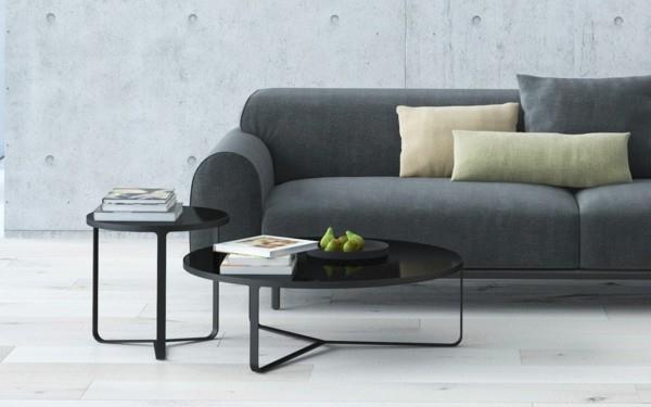 puristinen elävä design -sohva harmaa musta sohvapöytä