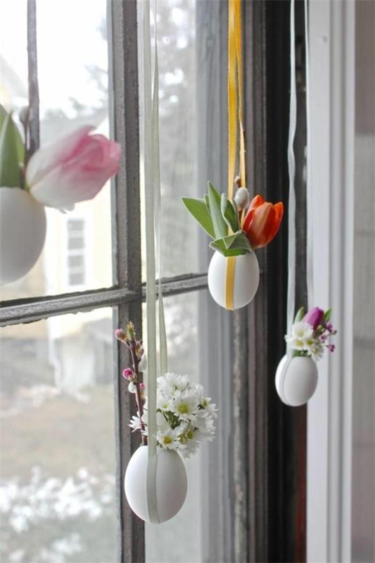 puristiset pääsiäiskoristeiden ideat ikkunan koristelu