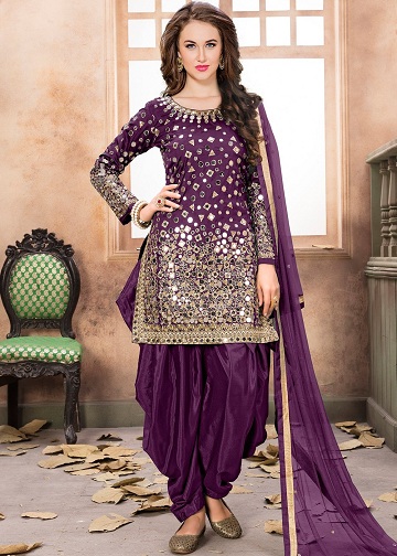 Lila és arany Salwar Kameez