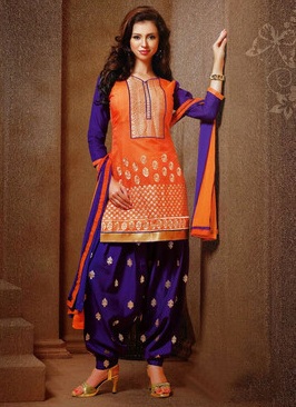 Orange og lilla Salwar -jakkesæt