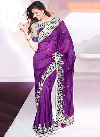 The Ravishing Purple Designer Saree