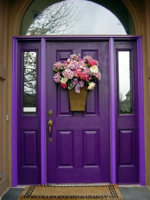violetti tumma kylläinen väri ulko -oven sisäänkäynti puu lakattu
