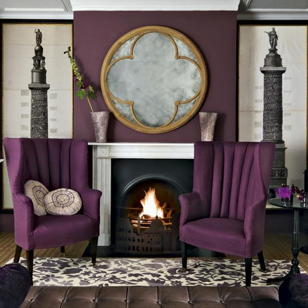 violetti violetti klassinen idea design tumma sisäänrakennettu takka