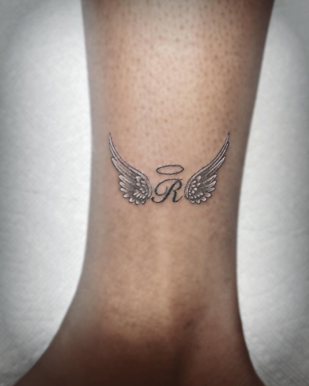 Angel R Letter Tattoo