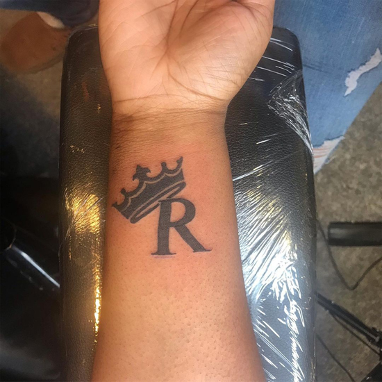 Crown R Letter Tattoo