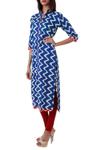 Rajasthani geometrisk blokprint Kurti