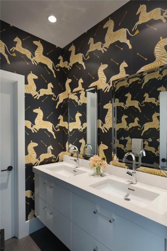huonesuunnittelu epätavallisia ideoita modernille kylpyhuoneen taustakuvalle upealla kuviolla