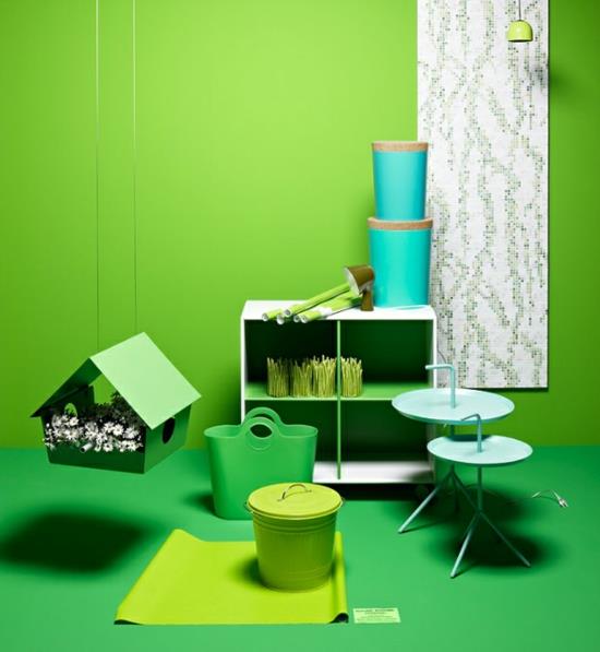 sisustus väreillä vihreä garish deco