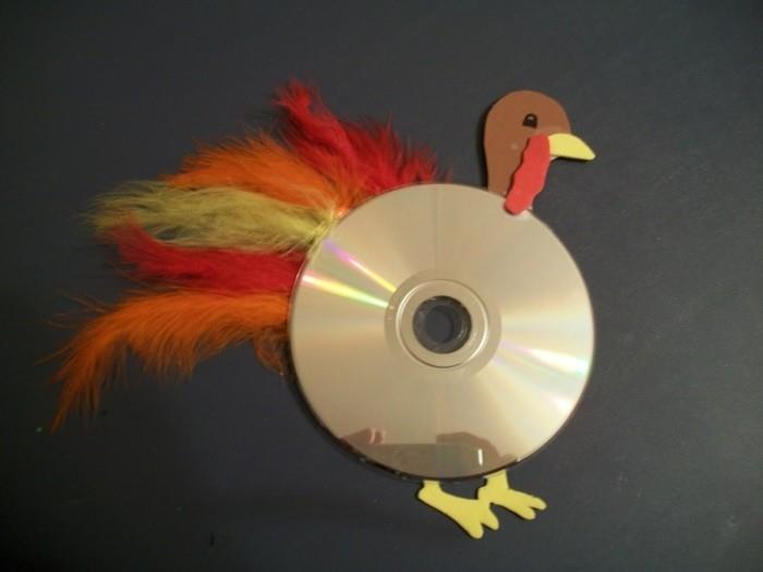 kierrätys bastelin cd -levyillä kierrätysideoita seinäkoristeideoita lintu