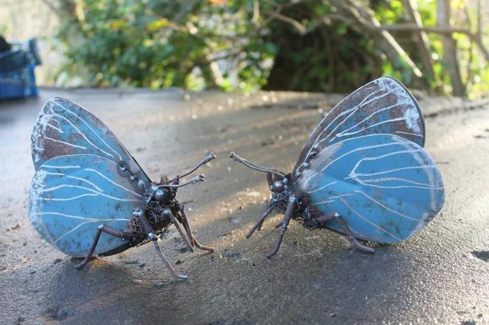 kierrätys tinker metalliset perhoset sininen